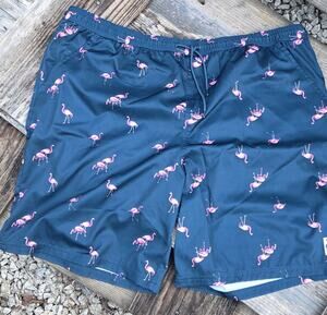 MEEKOS BY KING SIZE big and tall flamingo vacation wear swim trunks 3X shorts